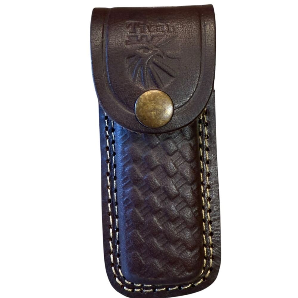 Titan Brown Leather Snap Belt Knife Sheath 5”